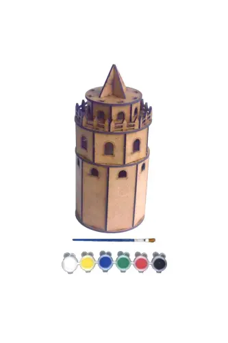 Wooden Paintable Model Toy and Painting Set, Wooden Puzzle Toy Galata Tower-Galata Tower - BEBEK ÖZEL (1)
