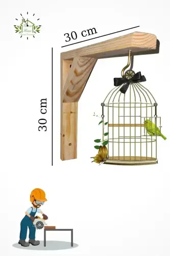 Wooden Perch- Hanger- Decorative Hanger for Canary, Nightingale, Budgie, Parrot Cages - 1