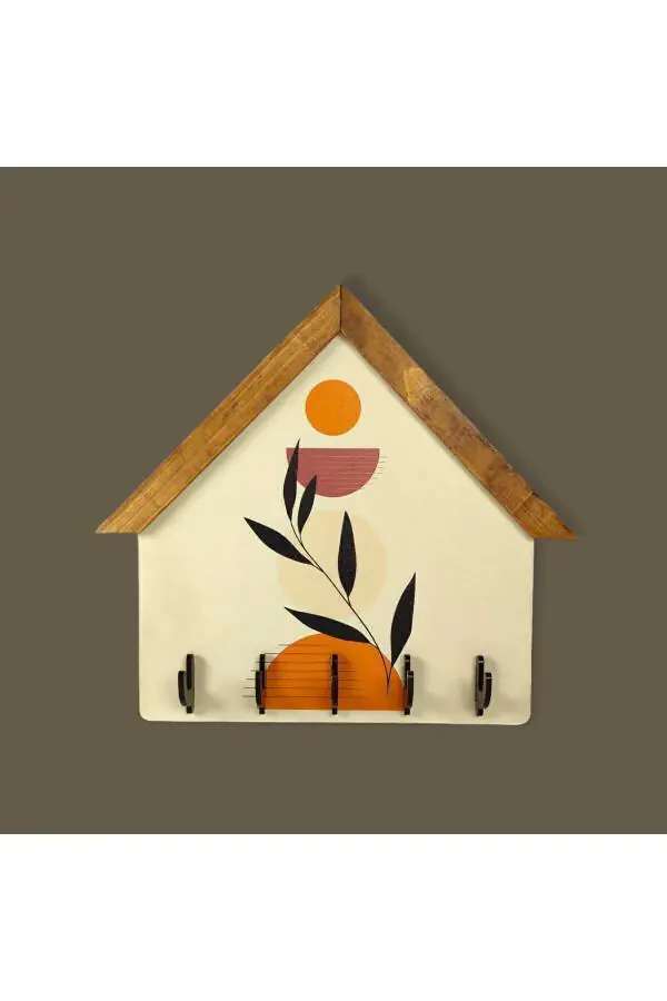 Wooden Plexiglass Hanging Bohemian Themed UV Digital Printed Wall Key Holder - 2