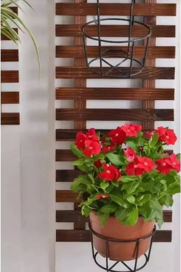 Wooden Pot Hanger Flower Stand Decorative Wall Decor - 4