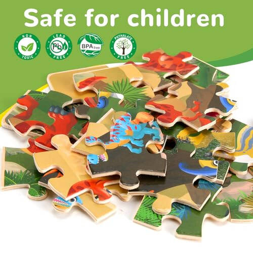 Wooden Puzzles Dinosaur Toys for Kids Ages 3-5, Set of 4 Packs with 20-Piece Wood Jigsaw Puzzles, Preschool Educational Brain Teaser Boards for Boys and Girls 3 4 5 6 Years Old - 41