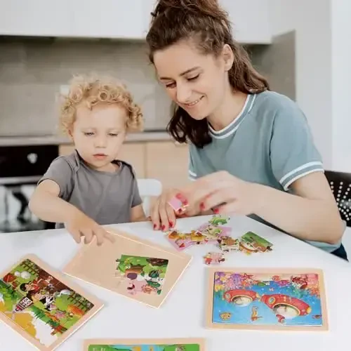 Wooden Puzzles Toys for Kids Ages 3-5, Set of 4 Packs with 20-Piece Farm, Animals Theme Wood Jigsaw Puzzles, Preschool Educational Brain Teaser Toys for Boys and Girls 3-6 Years Old. - 5