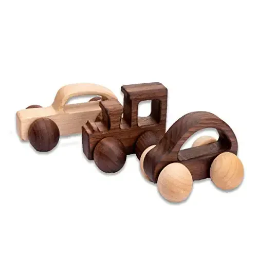 Wooden Rattle Toy Car Set 3PCS Baby Toy Skill Development Educational Toy Environmental Protection Toy Car - WOODEN