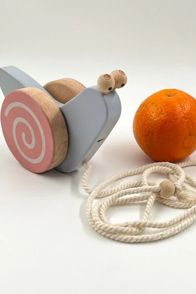 Wooden Snail Toy, Little Wooden Playmate, Pull Toy - Modazone