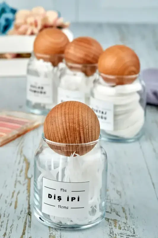 Wooden Top Lid Toothpick Organizer 300 ml Jar (1PC) - 1