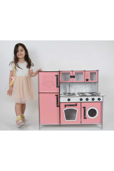 Wooden Toy Kitchen with Refrigerator - 6