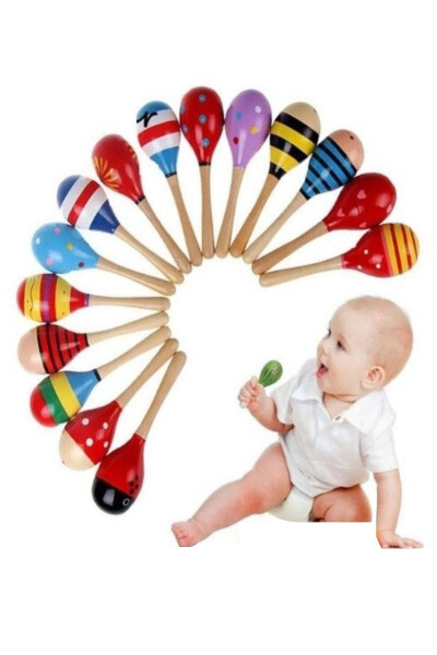 Wooden Toy Maracas Rhythm Sound Perception Rhythmic Children's Musical Instrument ( 1 Piece ) - 3