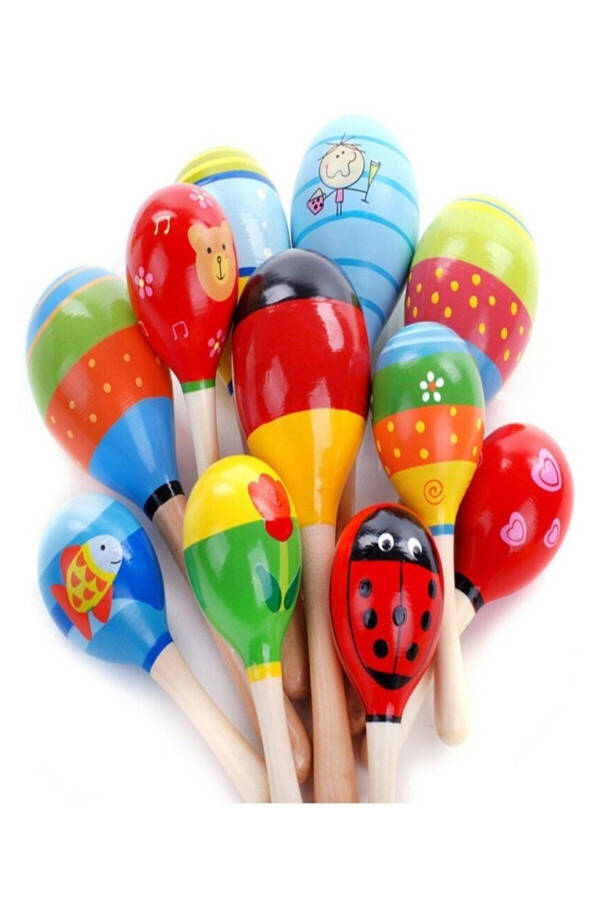 Wooden Toy Maracas Rhythm Sound Perception Rhythmic Children's Musical Instrument ( 1 Piece ) - 4