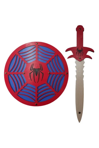 Wooden Toy Set 2 Pack, Spider-man Shield And Sword - AHTEK (1)