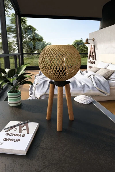 Wooden Tripod Floor Lamp with Wicker Ball Shade - Modazone (1)
