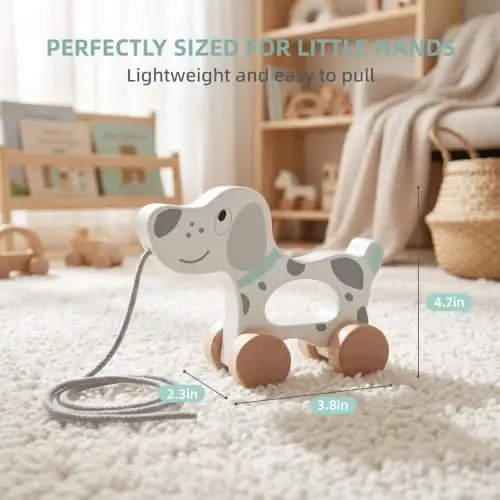 WoodenEdu Baby Toys Car, Yog'och Tortib Olinadigan Bola Oyunchoqlari, 1 Yoshli Qiz Va O'g'il Bolalar Uchun Rivojlantirish O'yinchoqlari, Tug'ilgan Kun Sovg'asi (It) - 3