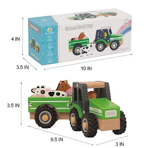 WoodenEdu Yog'och Traktor O'yinchoqlari 1-3 Yoshli Bolalar Uchun, Bolajonlar Uchun Transport Vositalari O'yinchoqlari Qo'l bilan Itarib Yurish Mashinasi O'yinchoqlari 1 2 3 Yoshli O'g'il va Qiz Bolalar Uchun (Yashil) - 27