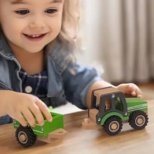 WoodenEdu Yog'och Traktor O'yinchoqlari 1-3 Yoshli Bolalar Uchun, Bolajonlar Uchun Transport Vositalari O'yinchoqlari Qo'l bilan Itarib Yurish Mashinasi O'yinchoqlari 1 2 3 Yoshli O'g'il va Qiz Bolalar Uchun (Yashil) - 24