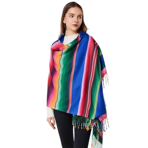 WOODLAND WREATH PasModazoneina Shawls and Wraps, Double-side pattern Long Scarves for Women, Perfect for Winter and Fall - 1