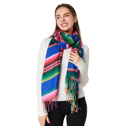 WOODLAND WREATH PasModazoneina Shawls and Wraps, Double-side pattern Long Scarves for Women, Perfect for Winter and Fall - 2