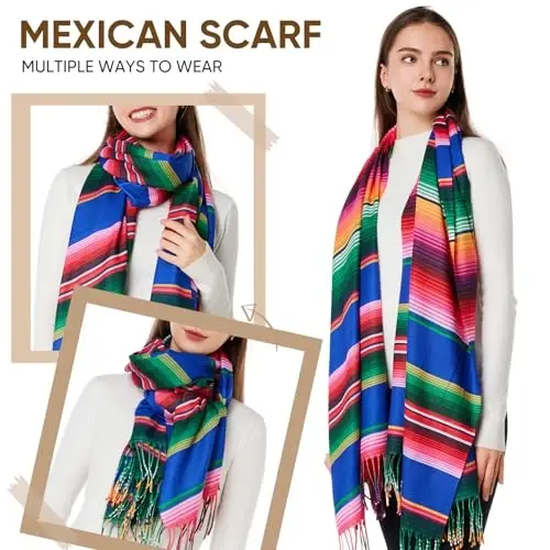 WOODLAND WREATH PasModazoneina Shawls and Wraps, Double-side pattern Long Scarves for Women, Perfect for Winter and Fall - 4