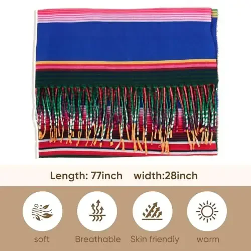 WOODLAND WREATH PasModazoneina Shalli va o'ramalar, ikki tomonlama naqshli uzun sharf ayollar uchun, qish va kuz uchun ideal - 5