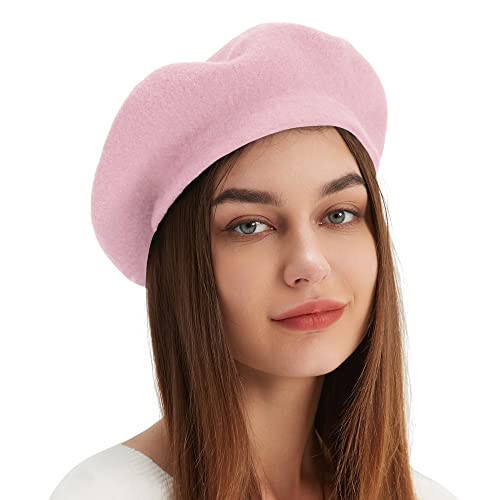 Wool Beret Hat French Beret Cap Winter Artist Painter Hat Solid Color for Women - 2