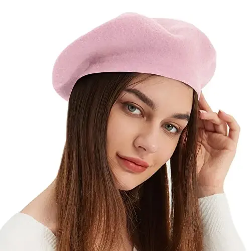 Wool Beret Hat French Beret Cap Winter Artist Painter Hat Solid Color for Women - WOOL
