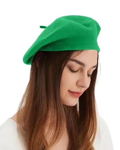 Wool Beret Hat French Beret Cap Winter Artist Painter Hat Solid Color for Women - 1