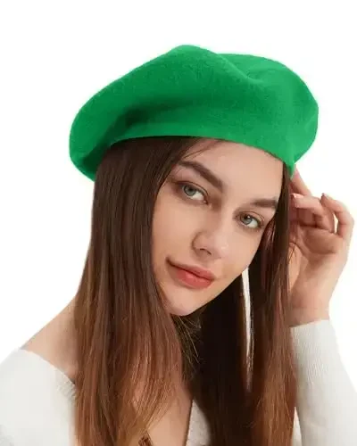 Wool Beret Hat French Beret Cap Winter Artist Painter Hat Solid Color for Women - 3