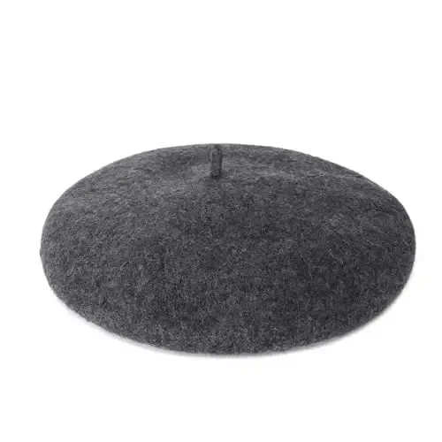 Wool Beret Hat French Beret Cap Winter Artist Painter Hat Solid Color for Women - 2