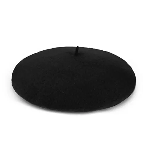 Wool Beret Hat French Beret Cap Winter Artist Painter Hat Solid Color for Women - 4