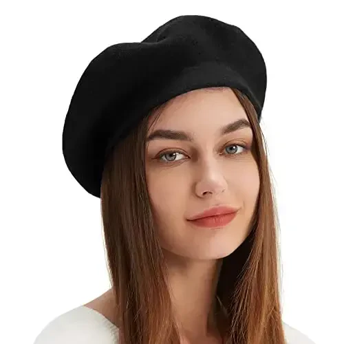 Wool Beret Hat French Beret Cap Winter Artist Painter Hat Solid Color for Women - WOOL (1)