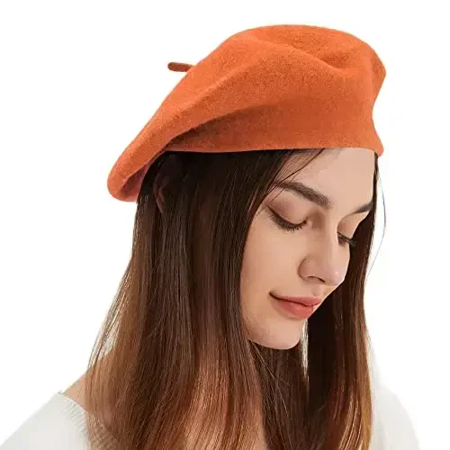 Wool Beret Hat French Beret Cap Winter Artist Painter Hat Solid Color for Women - 3