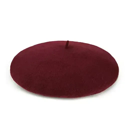 Wool Beret Hat French Beret Cap Winter Artist Painter Hat Solid Color for Women - 4