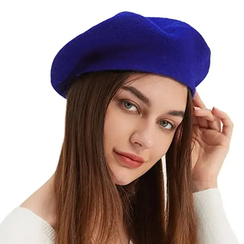 Wool Beret Hat French Beret Cap Winter Artist Painter Hat Solid Color for Women - 1