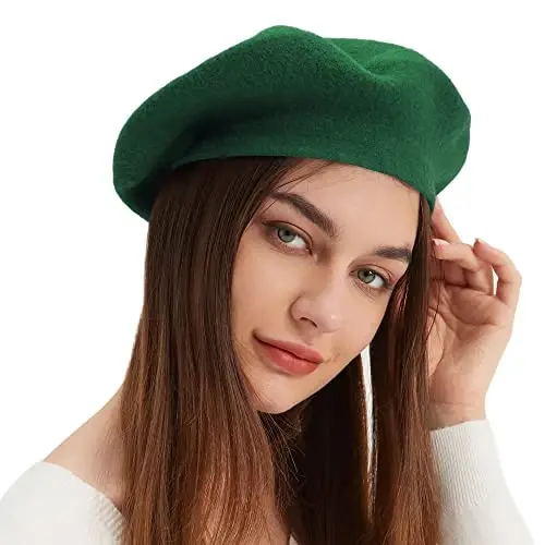 Wool Beret Hat French Beret Cap Winter Artist Painter Hat Solid Color for Women - 1