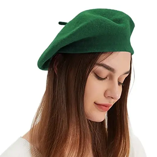 Wool Beret Hat French Beret Cap Winter Artist Painter Hat Solid Color for Women - 3