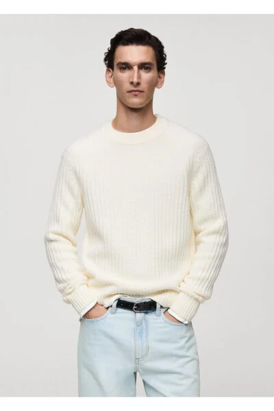 Wool blend cable knit sweater - MANGO MAN