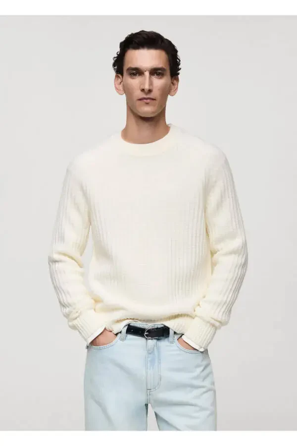 Wool blend cable knit sweater - 1
