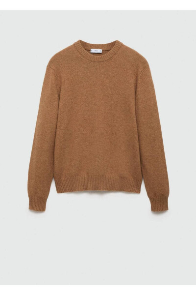 Wool blend knit sweater-Mid Brown - 3