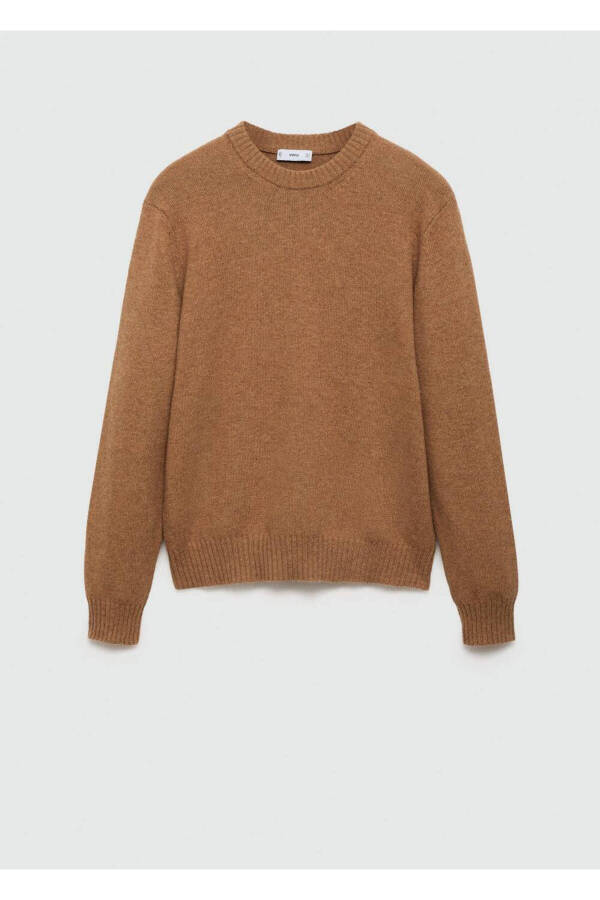 Wool blend knit sweater-Mid Brown - 3