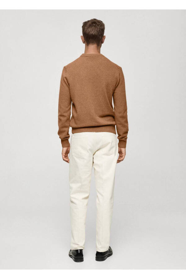 Wool blend knit sweater-Mid Brown - 4