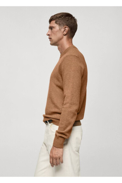 Wool blend knit sweater-Mid Brown - 6