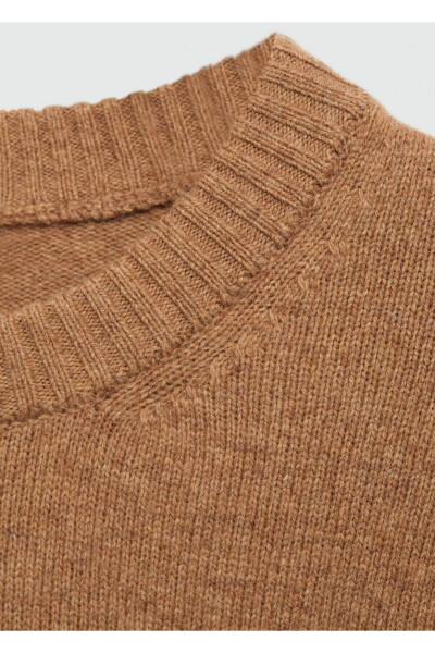 Wool blend knit sweater-Mid Brown - 7
