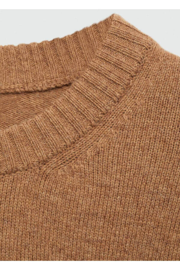 Wool blend knit sweater-Mid Brown - 7
