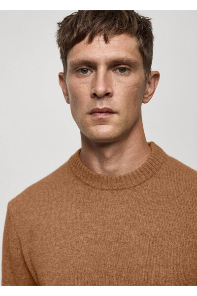 Wool blend knit sweater-Mid Brown - 8