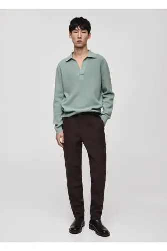 Wool blend knitted polo sweater - MANGO MAN (1)