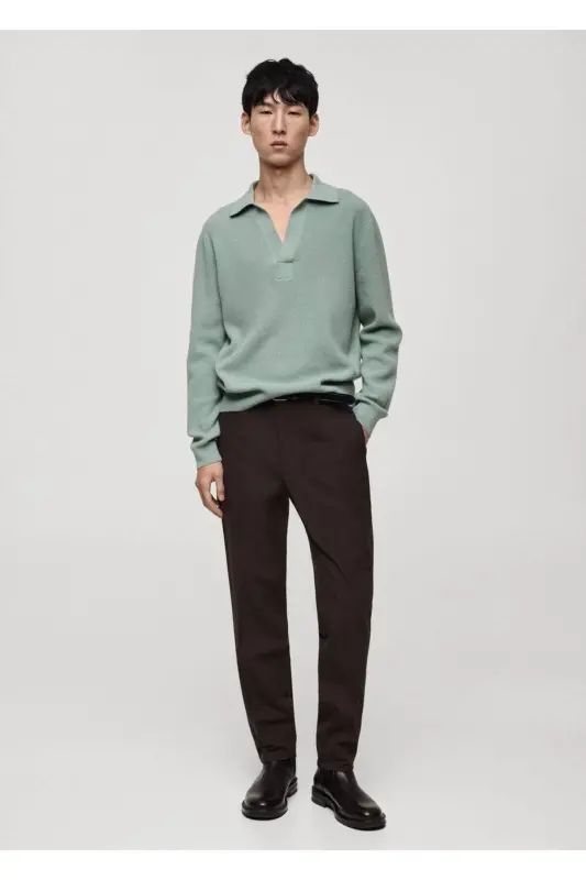 Wool blend knitted polo sweater - 2