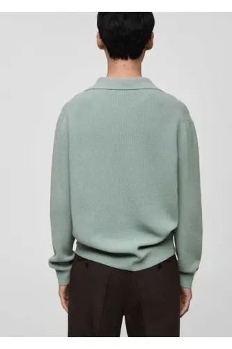 Wool blend knitted polo sweater - 4