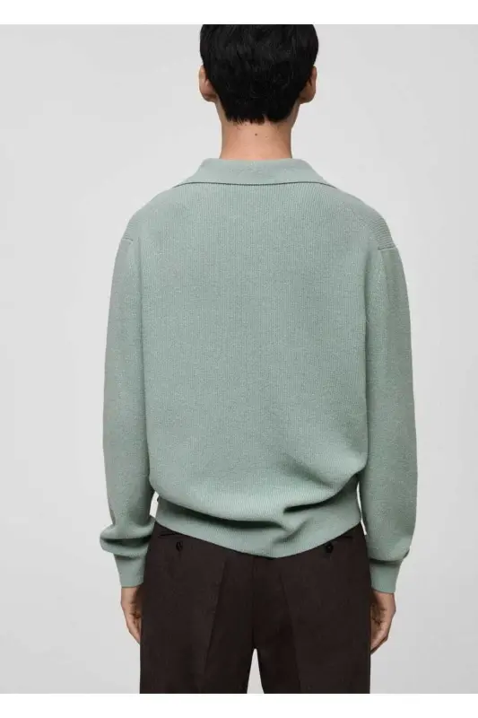 Wool blend knitted polo sweater - 4