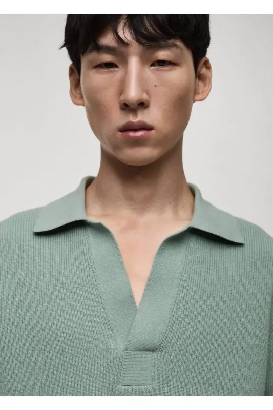 Wool blend knitted polo sweater - 5