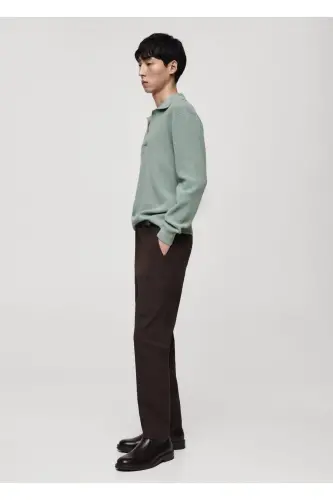 Wool blend knitted polo sweater - 7