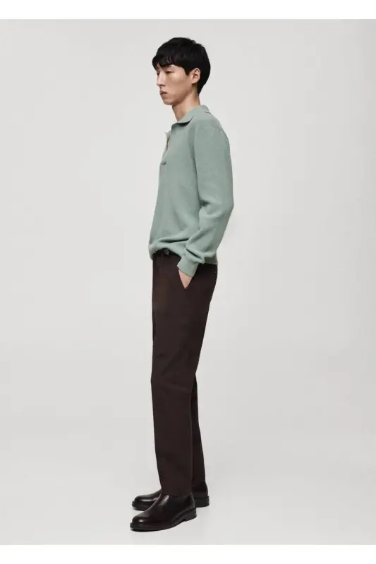 Wool blend knitted polo sweater - 7