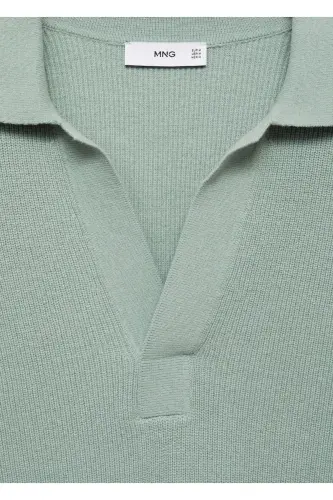 Wool blend knitted polo sweater - 8